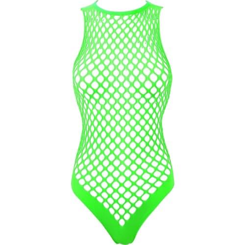 2021 Womens Sexy Lingerie Bodysuit Erotic Costume Hollow Out Netted Bodystockings Halter Neck See-through Stretchy Nightwear