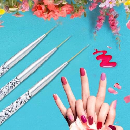 3pcs/set Nail Art Liner Painting Drawing Brushes Pen 3D Tips DIY Acrylic UV Gel Brushes Drawing Kit Manicure Tool
