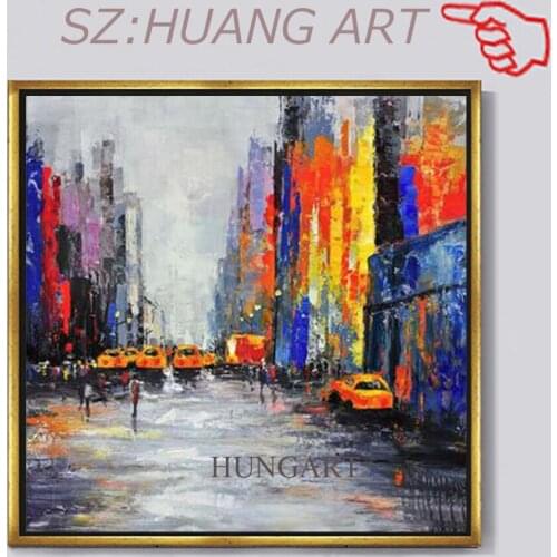 Abstract Acrylic Large City Building Oil Painting On Canvas 100% Hand Painted Modern Wall Art Painting For Home Decoration