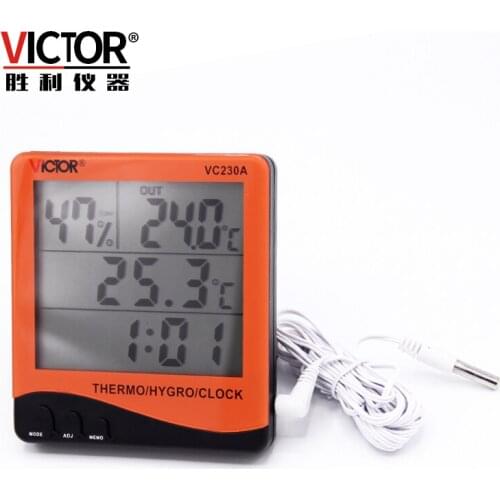 PROMOTION! 100% Authentic VICTOR VC230A Indoor Thermo-Hygrometer Thermo Hygro Clock,Humidity Temperature Tester