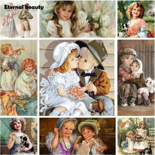 Diamond Painting Cartoon Girl Portrait Picture of Rhinestones Full Drill Diamond Embroidery Cross Stitch Kits Mosaic Home Decor