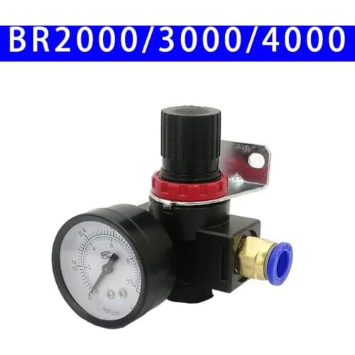 Free Shipping BR200 BR3000 BR4000 Pressure Regulator 1/4" 3/8" 1/2"BSPT with Gauge and Bracket