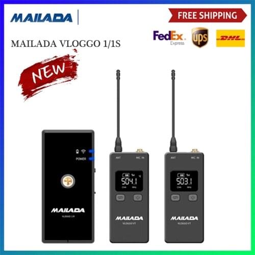 Mailada Vlog Go UHF Condensor Wireless Microphone System Video Recording Lavalier Lapel Mic for iPhone Android DSLR pk Rode