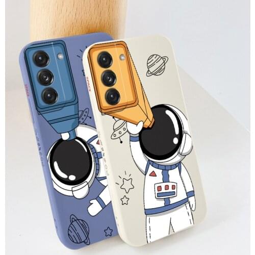 Astronaut With Telescope Case For Samsung Galaxy S21 S20 FE S10 S10e Note 20 ultra 10 9 Plus Pro Shockproof Soft Phone Cover