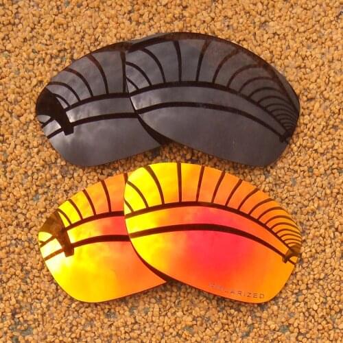 Black & Orange Red Mirrored Polarized Replacement Lenses for Pit Bull Frame 100% UVA & UVB