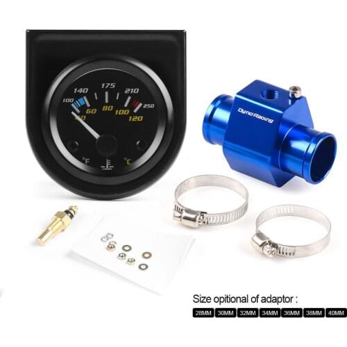 2" 52mm Pointer Water Temperature Gauge 40-120 Celsius /100-250 Fahrenheit With 1/8NPT Water Temp Seal Pipe Sensor Adapter
