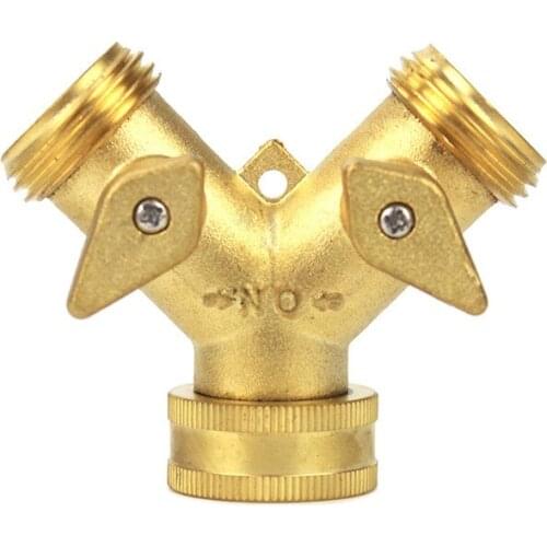 2 Way Garden Hose Splitter, Hose Connector, Heavy Duty Solid Brass Shut Off Valve