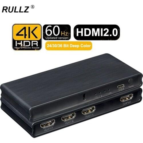 HDMI 2.0 Switch 3x1 HDMI Switch Splitter 3 IN 1 OUT UHD 4K 60Hz 3D HDR for PS3 PS4 PS5 Xbox Laptop PC To TV HD Monitor Projector