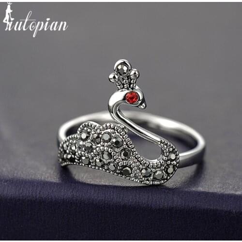 Iutopian Brand Vintage Retro Elegant Swan Ring Anels For Women Bird Rings Anti Allergy Not Fade Top Quality #K3438