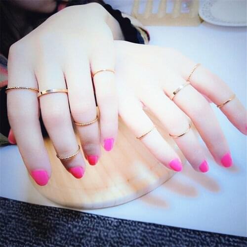 Round Rings Set Silver Color Joint Rings Sets For Women Fashion Simple Design Thin Ring 10Pcs/Set Party Jewelry Wholesale