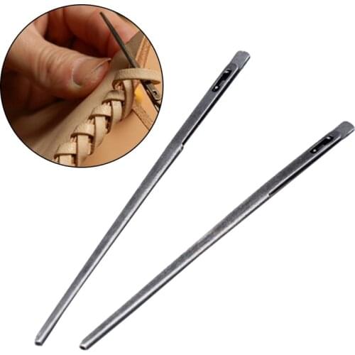 LMDZ 2Pcs Double Hole Leather Rope Lace Needles DIY Leather Sewing Craft Tool Leather Kit Tools Hand Sewing Needles