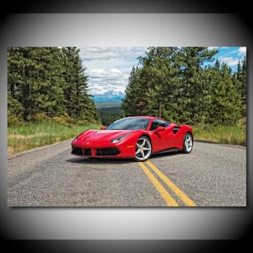 Ferraris 488 GTB Red Metallic Supercar Home Decor Posters Canvas Printed Painting Wall Art Living Room Decoration