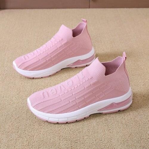 Womens Sneakers Knitting Breathable Slip On Women Sock Shoes Woman Vulcanized Shoes Casual Ladies Comfortable Walking Shoes