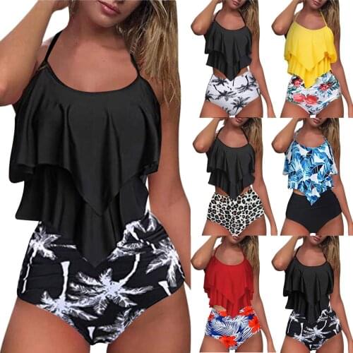 Summer Swimwear Women Tube Top Separate Swimsuit Two Piece Push Up Bathing Suit Print High Waist Bikini Set Brazilian Beachwea