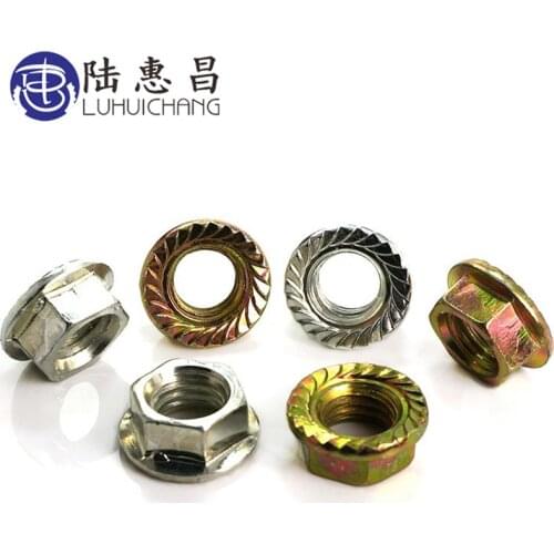 LUCHANG M3 M4 M5 M6 M8 M10 M12 M14 M16 Galvanized Hexagon Flange Nuts Pinking Slip Locking Lock Nut