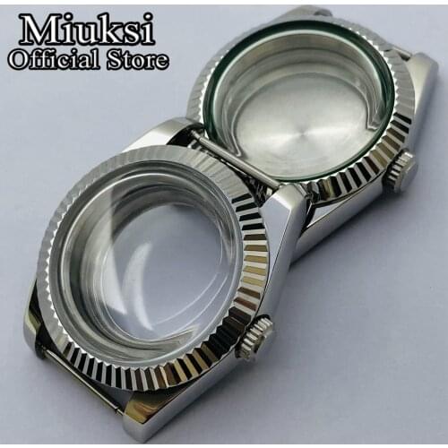 Miuksi 36mm/40mm sapphire glass silver sterile case fit NH35 NH36 ETA2836 Mingzhu DG2813 3804 Miyota 8205 8215 821A movement