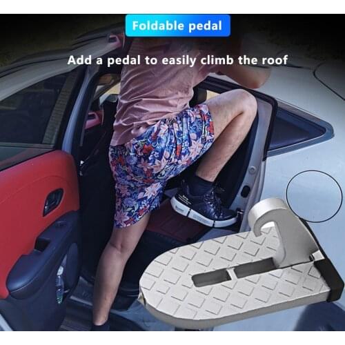 Multifunction Foldable Car Roof Rack Step Car Door Step Universal Latch Hook Auxiliary Foot Pedal Aluminium Alloy Safety Hammer