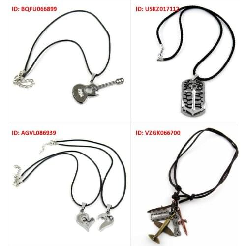 Fashion Jewelry Necklace Pendent Guitar Caribbean Anchor Rhinestones Hearts Pair Sword Bone Aircraft