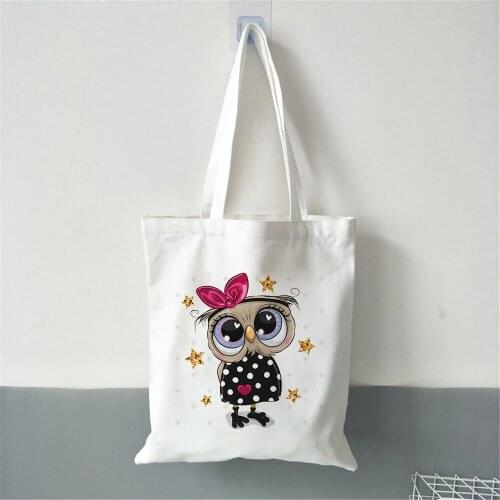 Cute Owl Graphic Printed Fashion Trend Shoulder Bags Female Shopping Pouch Casual Harajuku Foldable Ladies Travel Shopper Bag