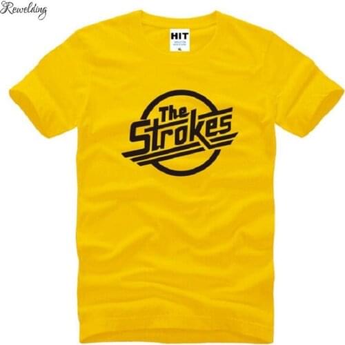 New Designer The Strokes T Shirts Men Cotton Short Sleeve Indie Rock Band Mens T-Shirt British Style Male Music Rock Tee Shirt