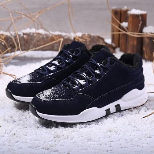 Mens Winter Shoes Outdoor Running Sport Sneakers Fashion Ankle Snow Boots Plus Size Winter Sneakers Black Blue Male Footwear