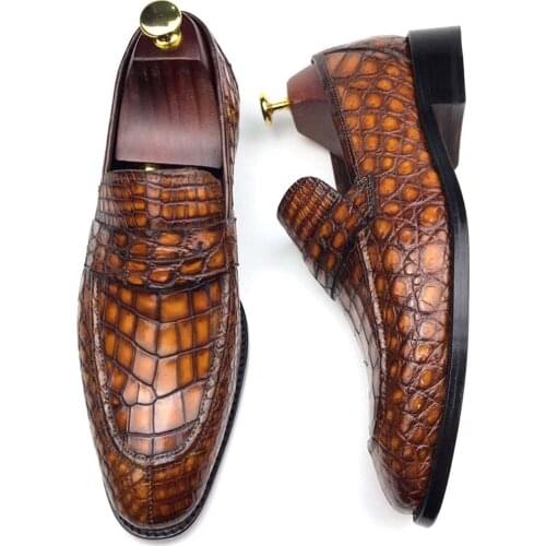 Hexiaofengdedian men dress shoes men formal shoes mem crocodile leather shoes male crocodile shoes brush color