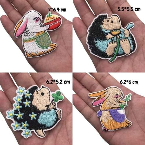 Cute Rabbit hedgehog Embroidery Patches For Clothing On Clothes