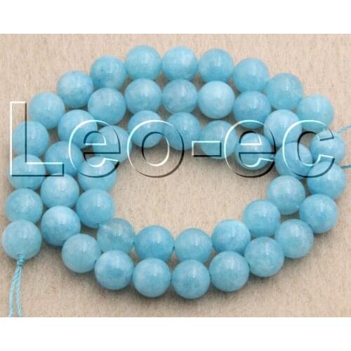 Natural 8mm blue aquamarine Stone Loose Beads for Jewelry Making Strand 15" v1576