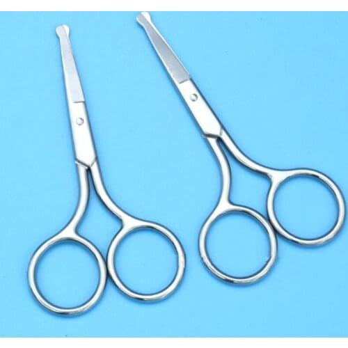 Stainless Steel Makeup Scissors Nose Hair Scissors Lady Round Tip Facial Hair Trimming Eyelash Eyebrow Scissors repair tool