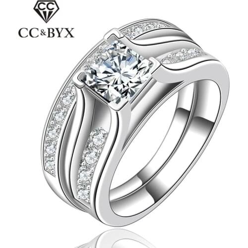 Top quality engagement wedding rings for women big stone cubic zirconia punk ring fashion jewelry bague femme CC148