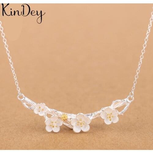 Kindey Romantic Silver Color Big Flower Necklaces For Women Wedding Long Chains Necklaces Bridal Jewelry