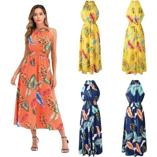 Sexy Beach Dress for Women Summer Strapless Chiffon Maxi Dress Bohemia Female Bandage Dress Print Designer Fashion New Vestido