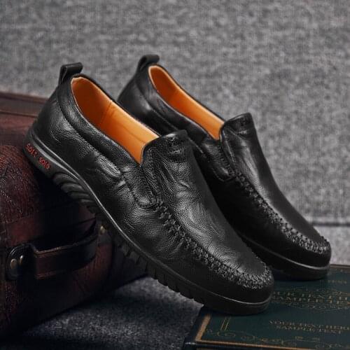 Casual Men Leather Shoes Summer Breathable Mens Loafers Leather Shoes Business Men Shoes Sapato Masculino Zapatos Hombre