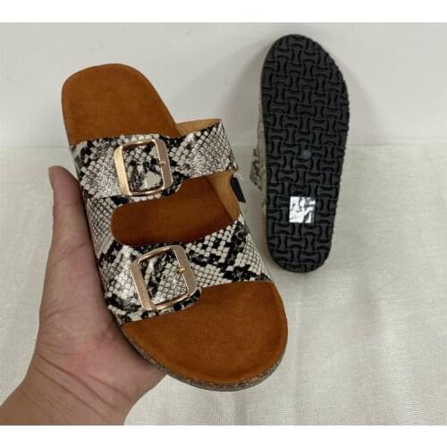 Simple Womens Slippers Open-toed Flat Female Shoes Thick-soled Double Belt Buckles Comfortable Large Size summer Ladies Slides