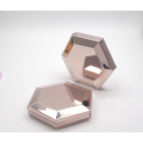 25 pcs/lot Empty Compact Powder Container Hexagon Shaped Dia,54mm Makeup Packaging High Light Powder Blush Compact with Mirror