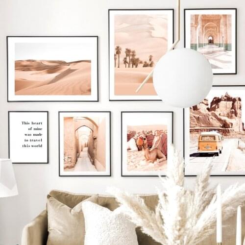 Desert Tree Camel Morocco Arch Van Quotes Wall Art Canvas Painting Nordic Posters And Prints Wall Pictures For Living Room Decor