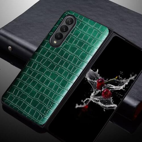 Luxury Crocodile Leather Case For Samsung Galaxy Z Fold3 Premium Slim Fit Design Back Cover anti-drop Z Fold 3 5G Phone shell