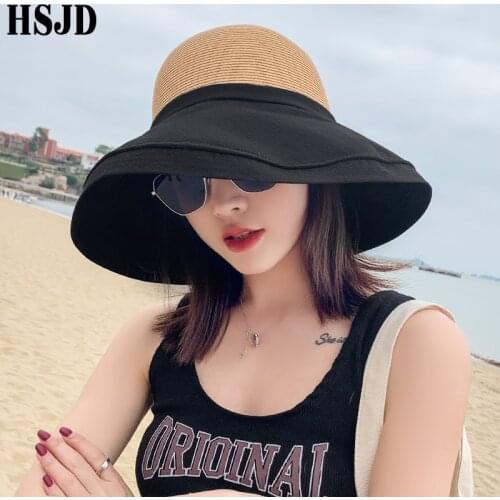 Sun Hat Large Wide Brim Summer Hats For Women Anti-UV Foldable Bowknot Straw Hat Panama Womens Summer Caps Floppy Hat Bonnet