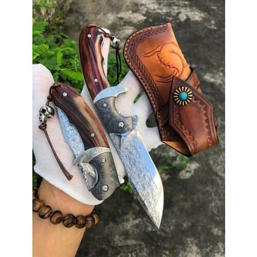 VG10 Damascus Steel Folding Knives Tactical camping survival knife outdoor Steel Head Rosewood Pocket knife