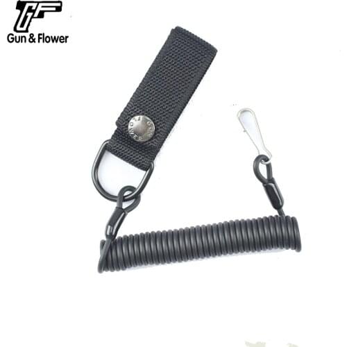 Gun&Flower Tactical Weapon Nylon Pistol Lanyard Military Sling Elastic Quick Release Handgun Lanyard with Belt Loop