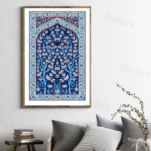 Traditional Turkish Mural Abstract Art Canvas Poster Flower Tree Watercolor Painting Lengthen Print Living Room Corridor Decor