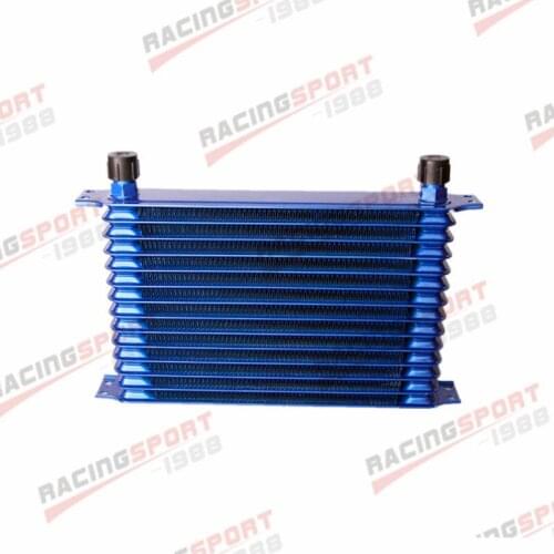 Universal 14 Row 10AN AN-10 Engine Transmission Oil Cooler Trust Style Blue