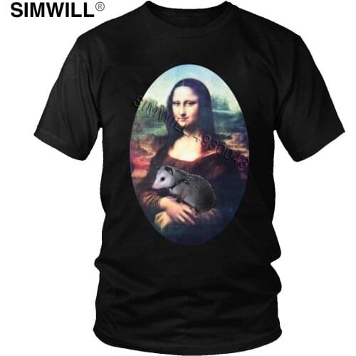 Funny Mona Lisa Possum T-shirt Mens Vintage Short Sleeved 100% Cotton Tees Top Deleas Opossum Marsupial T Shirt Oversized