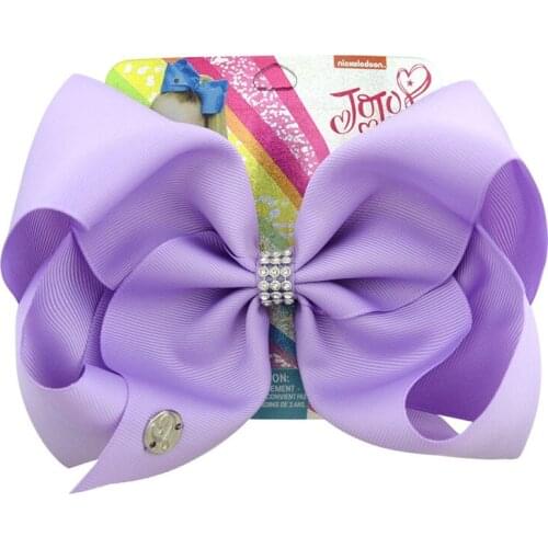8" Jojo Bows with Clips Solid Hair Bow for Girls Handmade Hairpins Grosgrain Rhinestone Hairgrips Fashion Party Hair Accessories