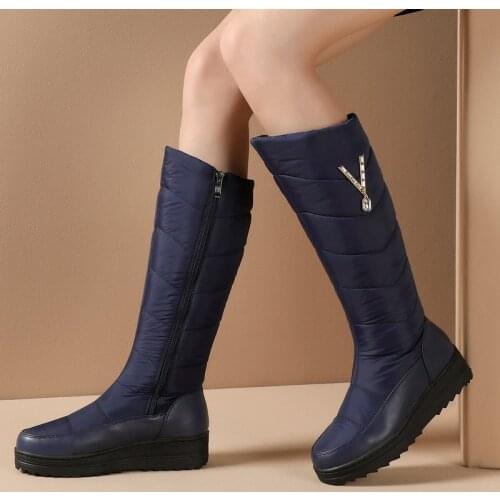 Winter Fashion Big Ladies Boots Thick Sleeve Zipper Snow Boots Ladies Round Toe Winter Platform Shoes