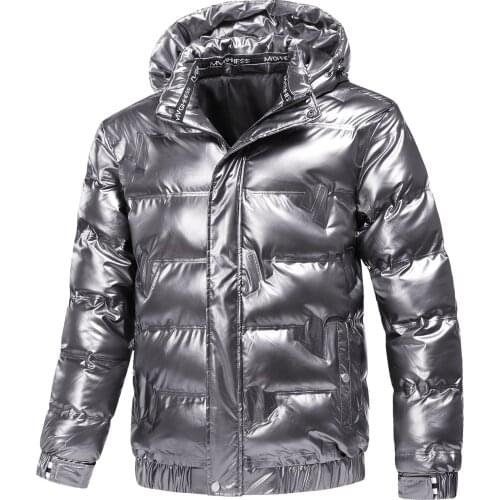 ABOORUN Winter New Mens Hooded Thicken Jacket Couple Bread Jacket Glossy Plus Down Coat Male