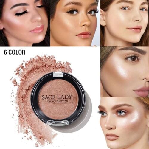 1pcs SACE LADY Glitter Highlighter Powder Palette Makeup Glow Face Shimmer Illuminator MakeUp Highlight Pallete Cosmetics TSLM1