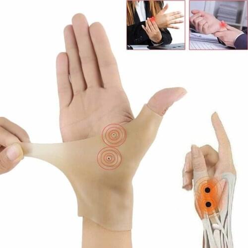 Tcare 1Pcs Magnetic Therapy Wrist Hand Thumb Support Gloves Silicone Gel Arthritis Pressure Corrector Massage Pain Relief Gloves