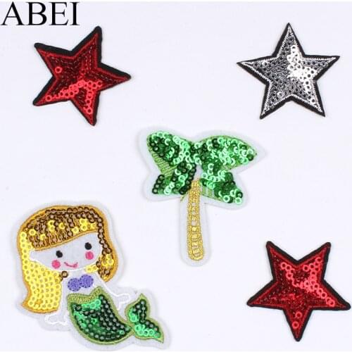 10pcs/lot Cartoon Star Coconut Tree Little Girl Patch Sew On Iron On Garments Stickers DIY Fabric Appliques for Jeans Dress Pant