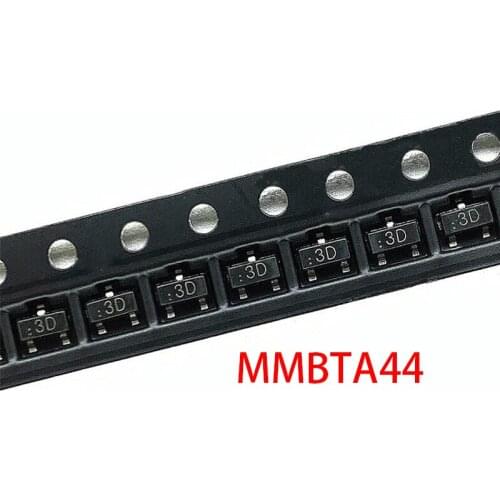 100pcs MMBTA44 3D SOT23 A44 MMBTA44LT1G SOT-23 MMBTA44L Transistor SMD 0.2A / 400V NPN
